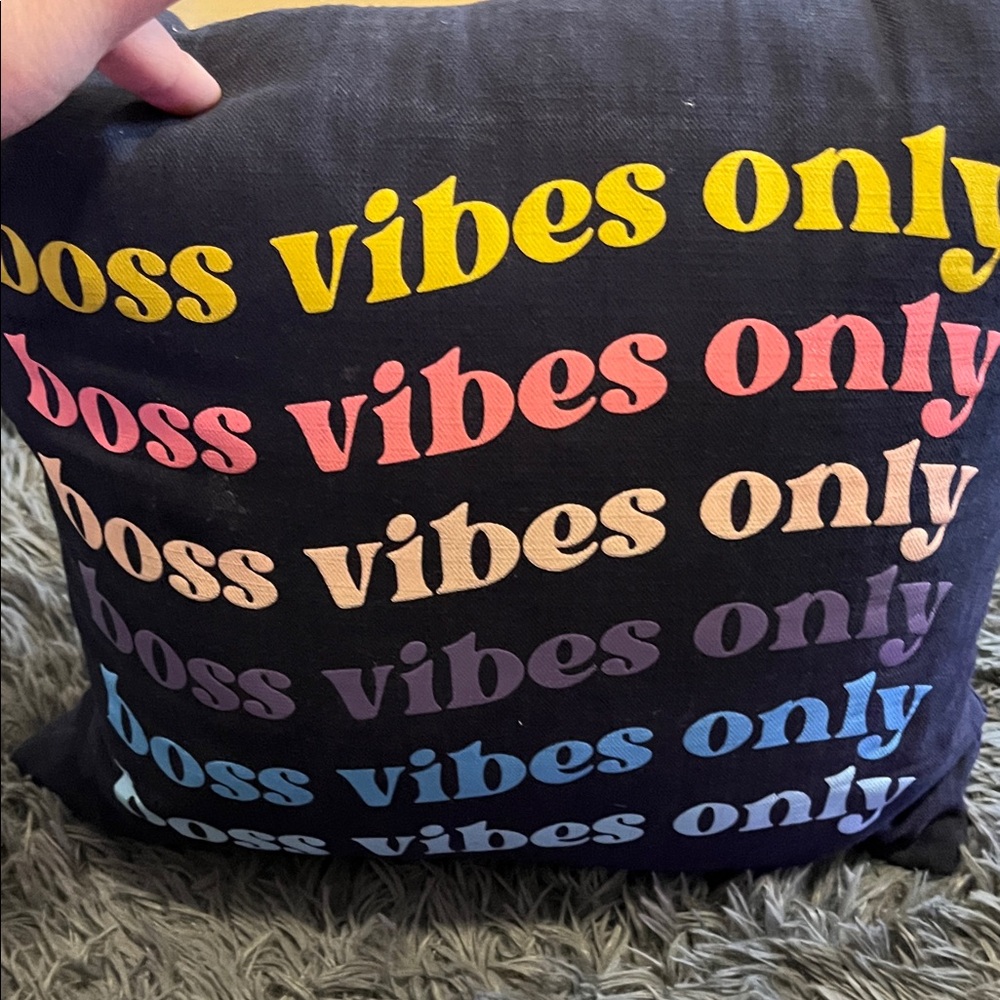 Colorful 'Boss Vibes Only' Decorative Pillow